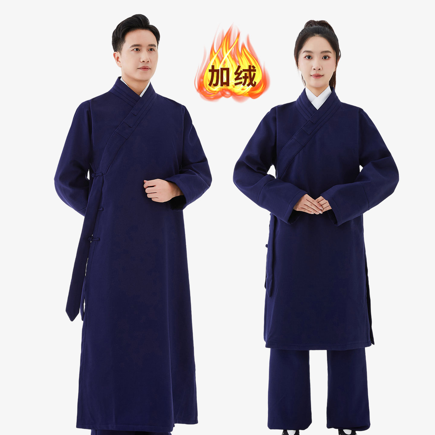 传统道袍秋冬道服男装道袍冬季棉服外套衣女装中式道士服装男加绒