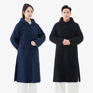 三清领棉袍秋冬款加绒保暖加厚长袍武当道袍冬天练功服装斜襟道服