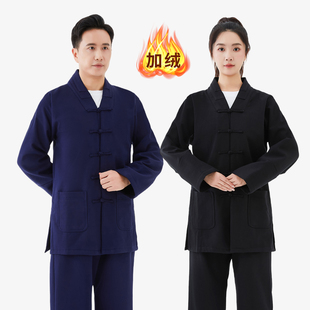 男春秋亚麻加厚绒款 道家三清领武当道服道袍秋冬女装 居士道士服装