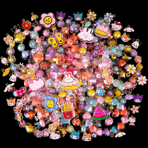 电镀镭射珠子手工diy材料散珠水晶串珠彩色儿童手链可爱饰品配件 - 封面