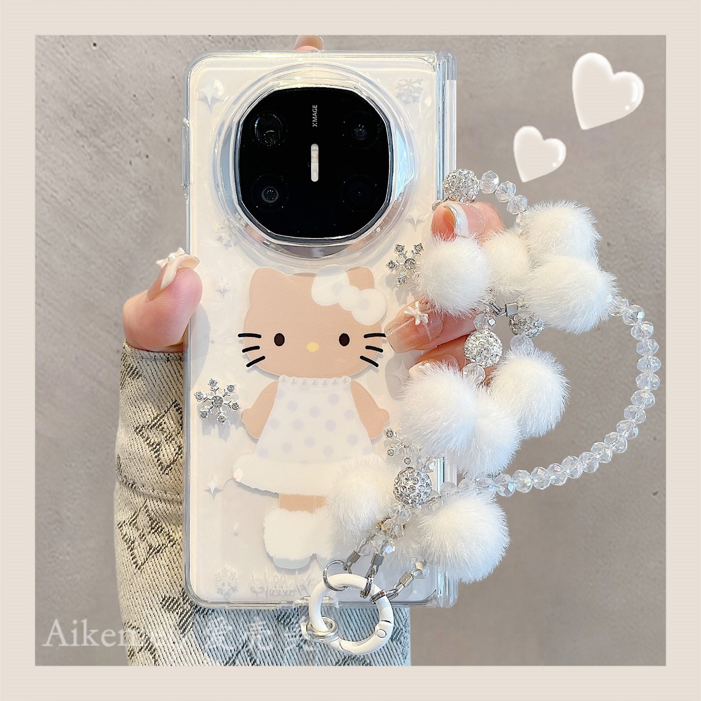 适用华为mateX6折叠屏手机壳冬季立体雪花可爱长腿kt猫MateX5典藏版绒球挂绳matex3新款双层中轴保护防摔女款,3C数码配件,手机保护套/壳,淘宝优惠券,粉丝福利购,淘宝优惠卷