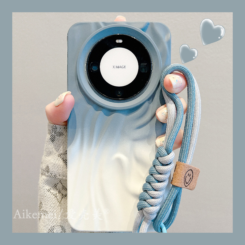 适用华为mate60pro+褶皱纹手机壳