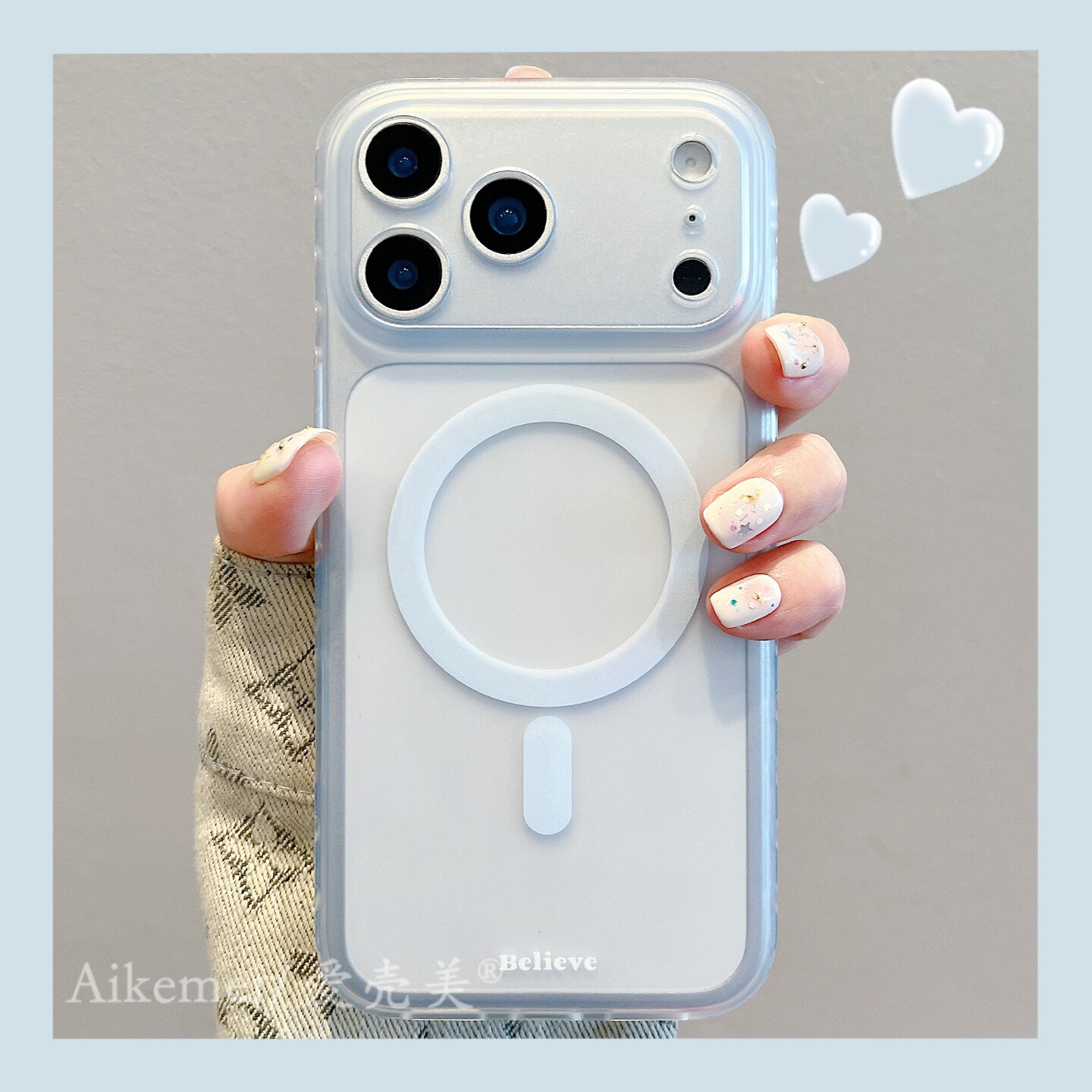 适用iPhone17/18promax手机壳简约ins风蓝色半透雾面磨砂适用苹果16/15promax内置磁吸适用苹果14/13防摔男女