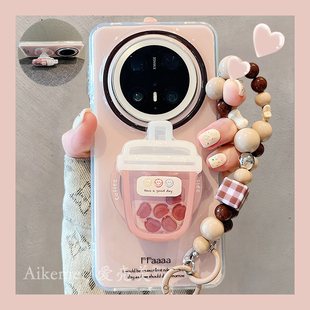 男女款 适用华为mate70pro 手机壳mate60pro简约纯色咖啡豆摇摇乐磁吸支架ins韩风mate70全包防摔Pura8070pro