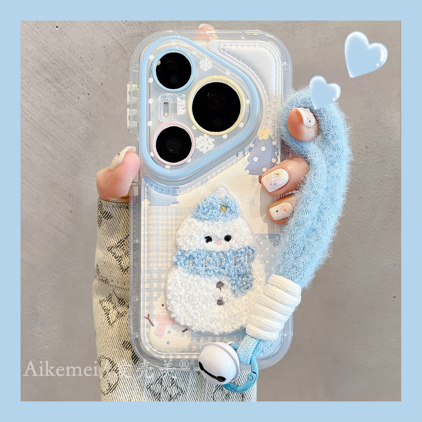 适用华为pura80pro手机壳格纹拼接圣诞树刺绣雪人Pura70pro链条挂绳p8070pro气垫皮纹mate80promax防摔保护套