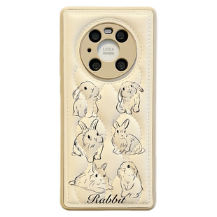 适用华为mate80pro手机壳mate70/60/50epro羽绒服兔子p60/p40高级感pura8070pro+皮革荣耀50毛绒手链防摔女款