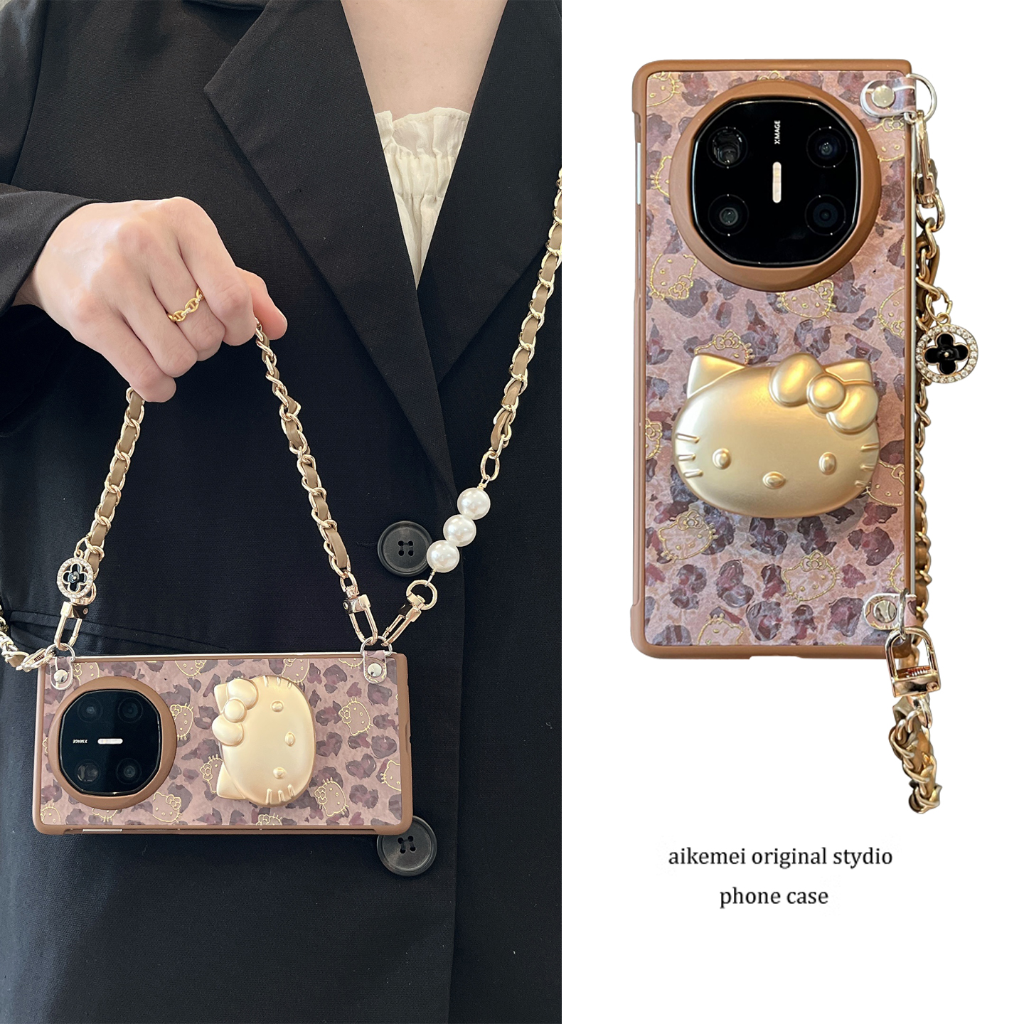 适用华为mateX6典藏版豹纹手机壳