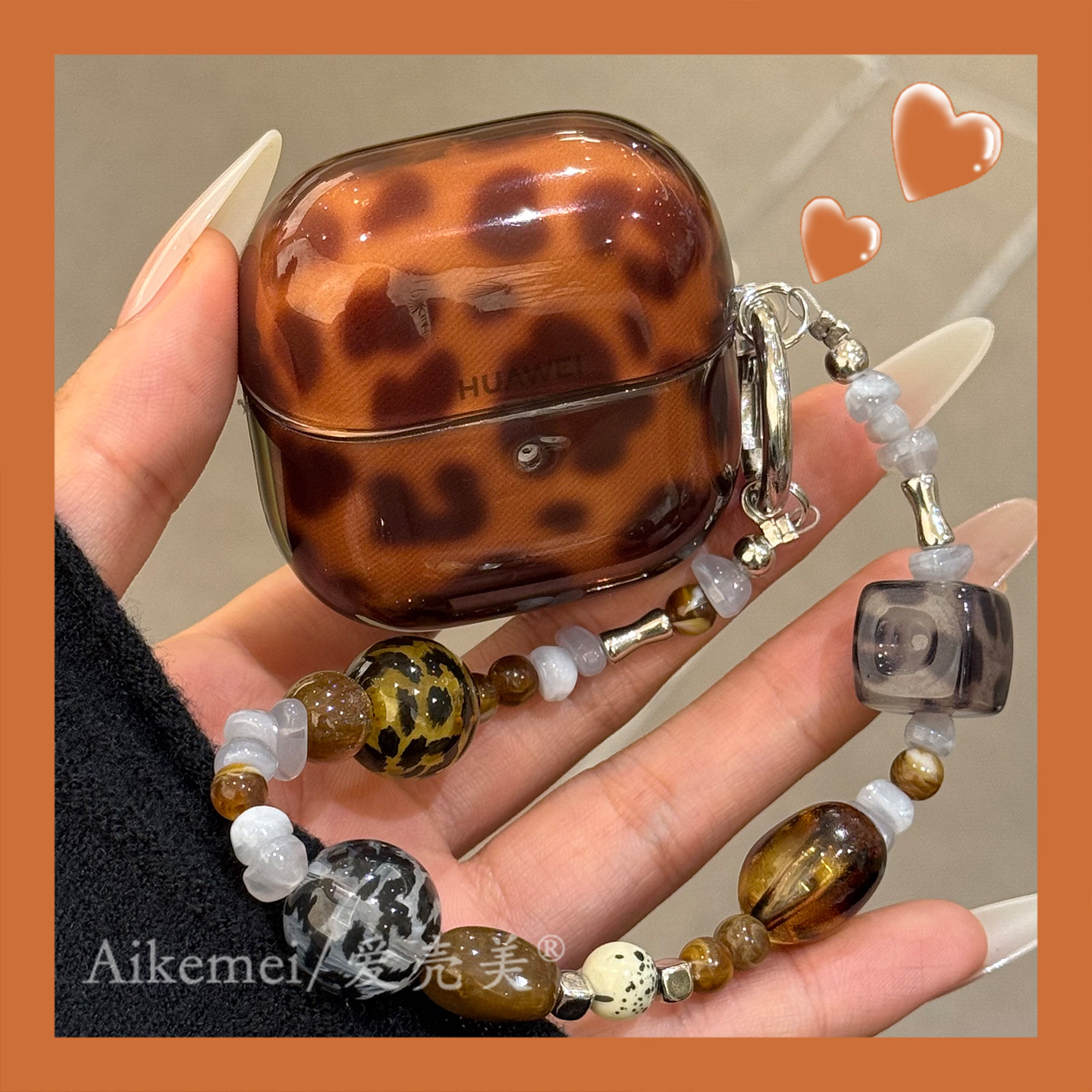 适用华为freeclip2耳机套freebuds7i辣妹半透琥珀