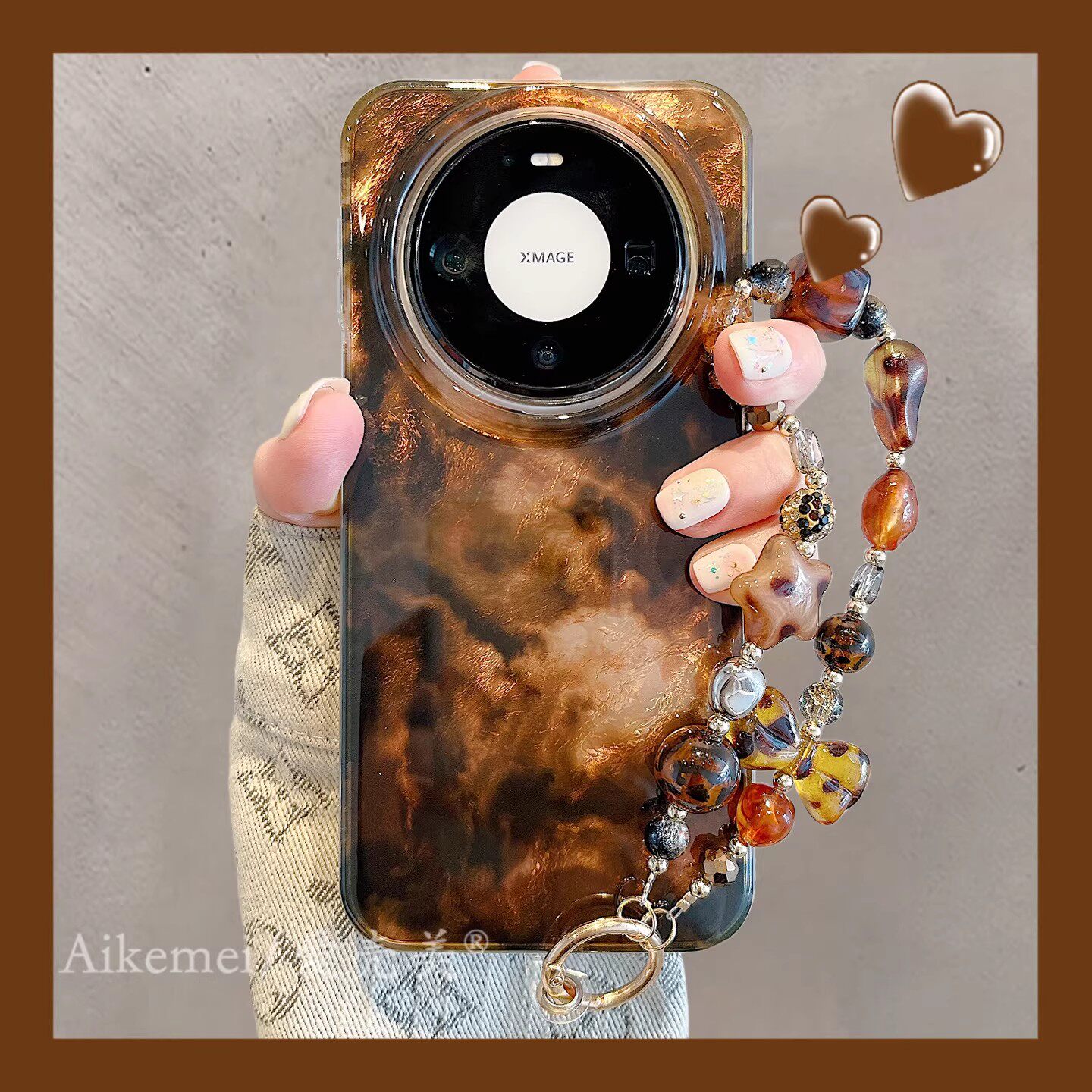 适用华为mate80promax手机壳秋冬复古琥珀渐变晕染Mat