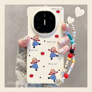 适用华为mateX6典藏版折叠屏手机壳MateX5蓝格子裙女孩vivoxfold5磨砂肤感防摔OPPOFindN5男女款荣耀MagicV5