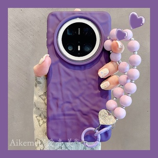 链条挂绳mate70纯色硅胶软壳pura8070pro 适用华为mate70pro 暗紫色褶皱纹Mate60pro 个性 防摔男女 手机壳时尚