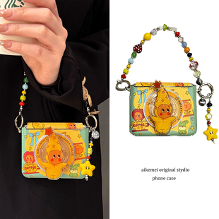 适用华为purax折叠屏手机壳pocket2可爱卡通围边星星男孩磁吸支架小米MIXFlip2链条挂绳三星Zflip765护轴女款