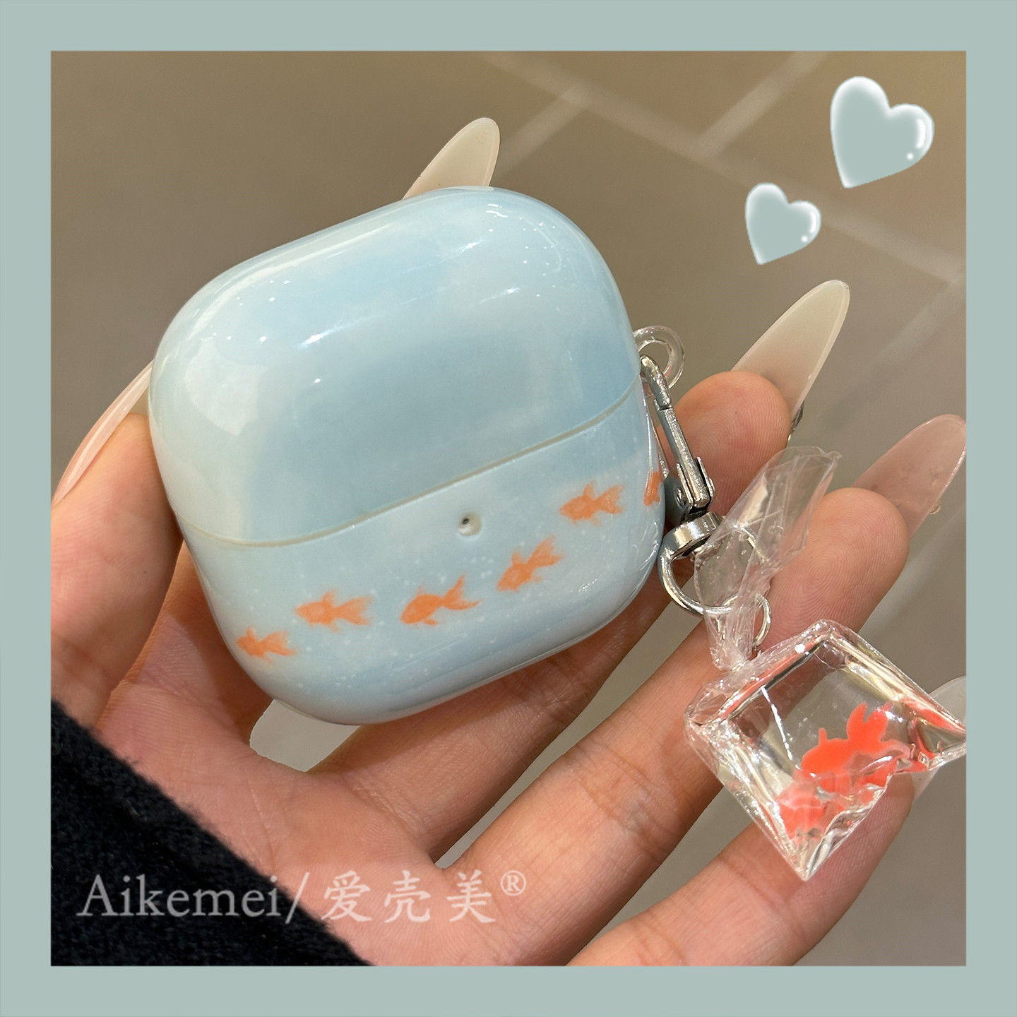 适用华为freeclip2耳机套freebuds7i渐变蓝色锦鲤小金鱼6i带吊坠苹果airpods4韩系三星buds2无线蓝牙pro4硅胶