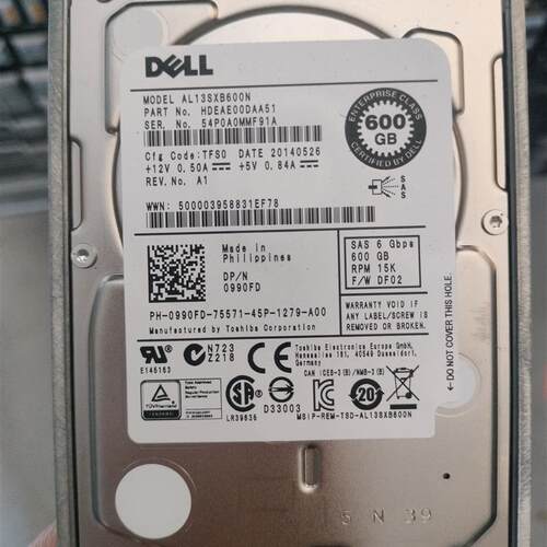 戴尔/DELL600G 15K 2.5寸SAS硬盘 AL13SXB600N  990FD