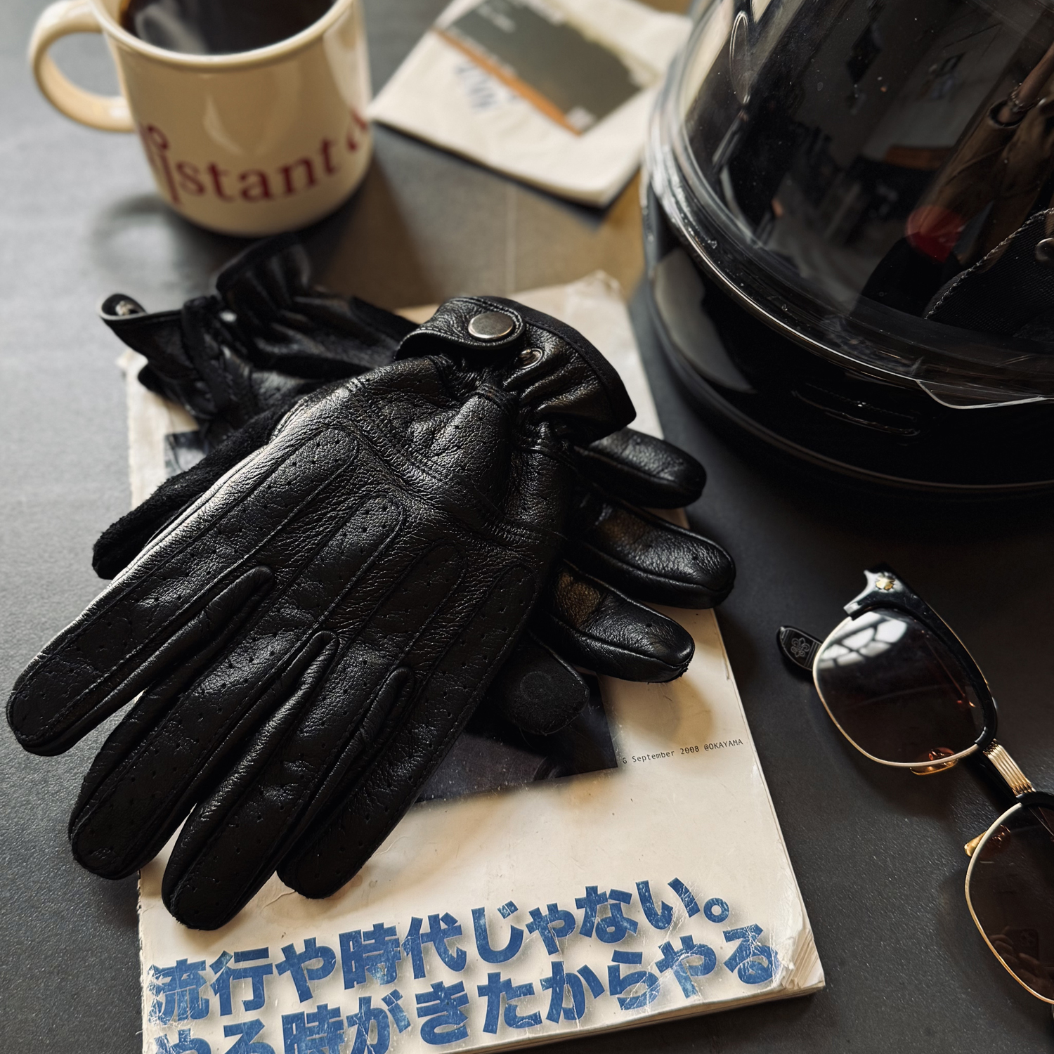 复古机车骑行牛皮手套摩托车真皮手套无护具可触屏