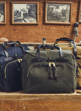 复刻70258美式重磅帆布包马鞍革肩带单肩斜跨包商务电脑包手提包