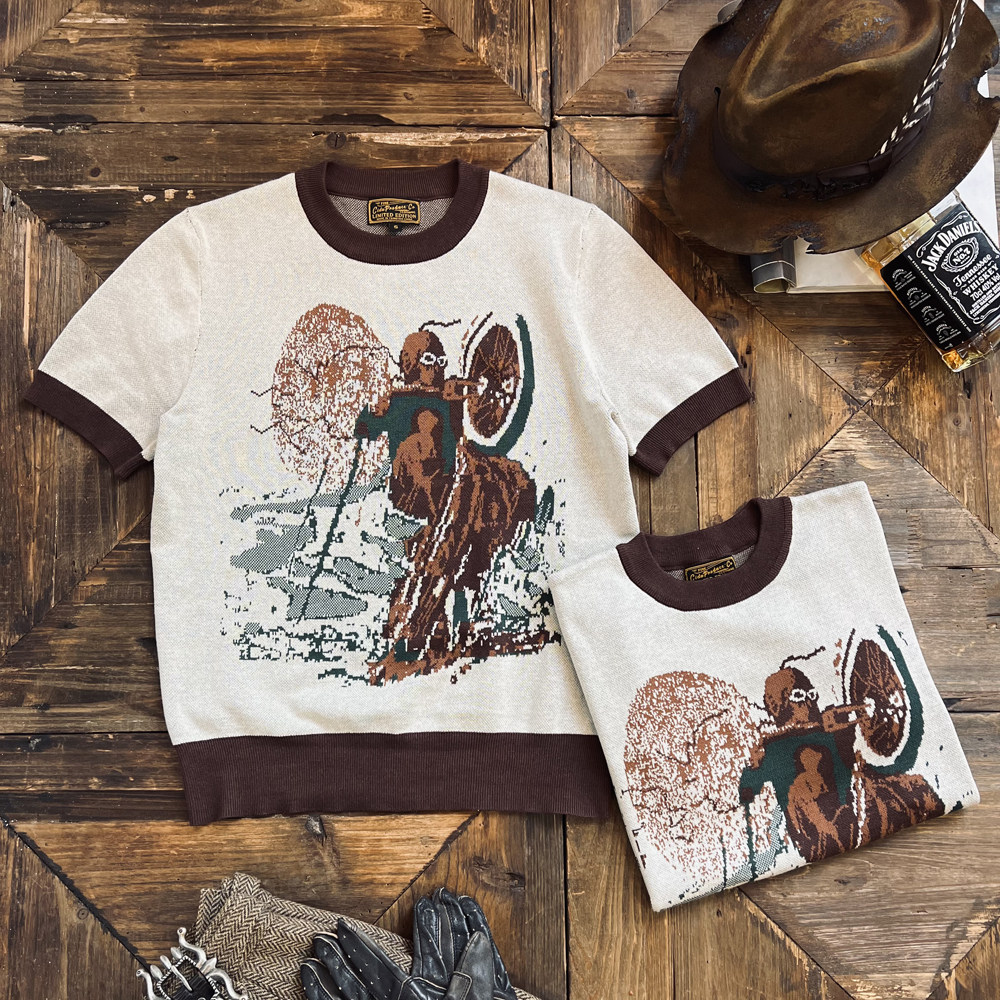 针织美式复古短袖针织