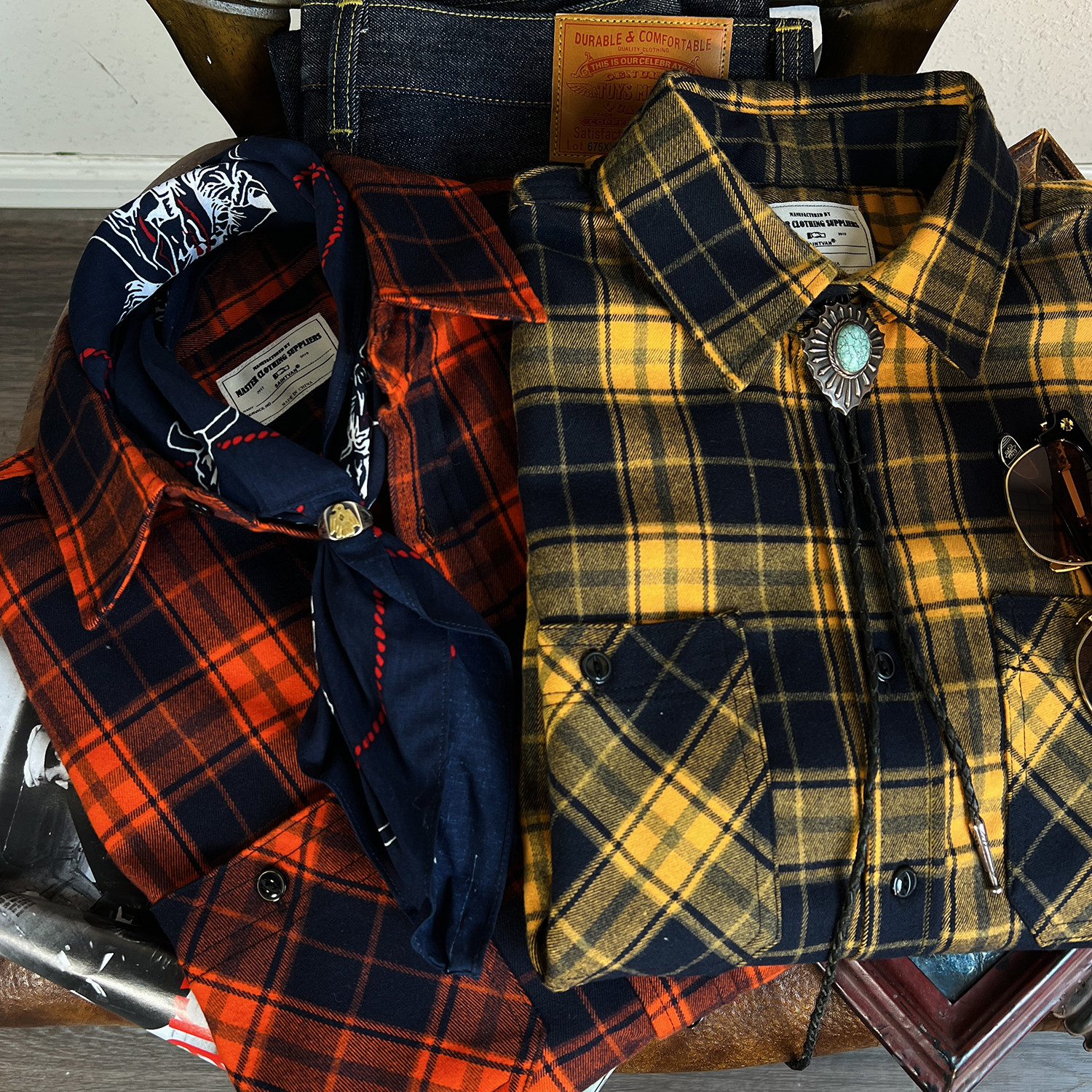 美式复古格子长袖衬衫