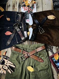 一条可养 腰带——意大利雾蜡头层牛皮带手工刀痕补丁