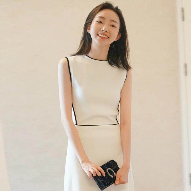 欧洲站2025新款法式高级感无袖背心短裙气质小个子白色连衣裙女夏