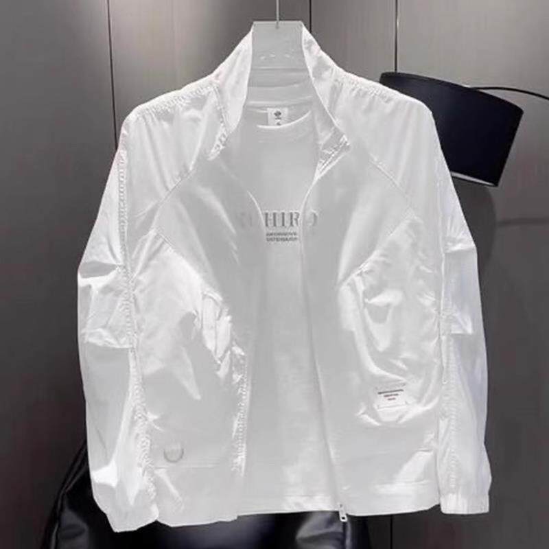 香港2024夏季立领夹克男士薄款修身时尚百搭工装纯色休闲青年外套
