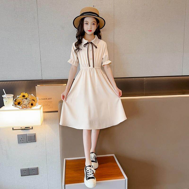 韩国女童连衣裙2024新款洋气儿童公主裙夏季甜美女孩中大童雪纺裙