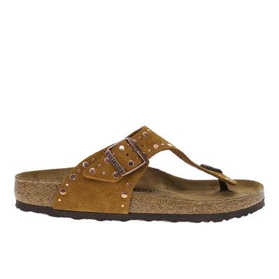 代购Birkenstock女士人字拖透气柔软轻便舒适T-Strap金属扣