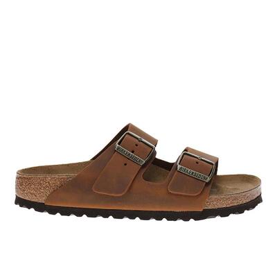 代购Birkenstock女士拖鞋透气吸汗软底轻便双扣带平底油蜡皮革