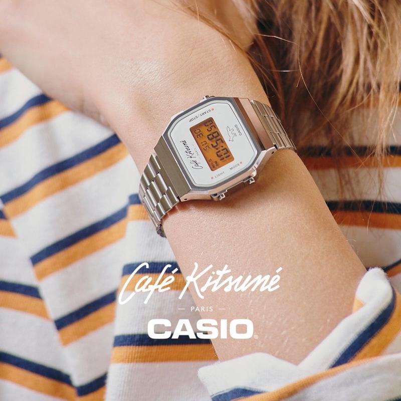 Casio x Café Kitsuné卡西欧联名小狐狸印花复古男女方形手表