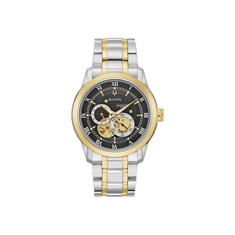 代购BULOVA宝路华男士腕表自动上链日期显示防水计时双色钢带