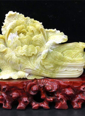 梓勋天然玉石招财客厅白菜摆件