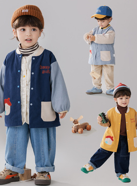 儿童秋冬罩衣防水防脏长袖小孩保护羽绒服罩衫幼儿园宝宝吃饭护衣