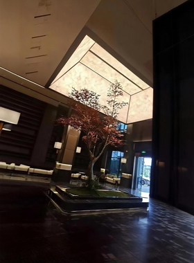 中古风不锈钢仿真树风景雕塑摆件