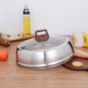 炒锅锅盖加高不锈钢高盖可视钢化玻璃盖32CM炒锅盖蒸锅盖子通用