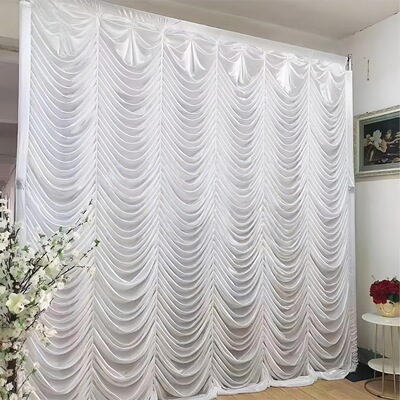 婚庆水波纹布幔背景纱幔鱼鳞纹幕布鱼尾纹婚礼冰绸牛奶丝舞台帷幔