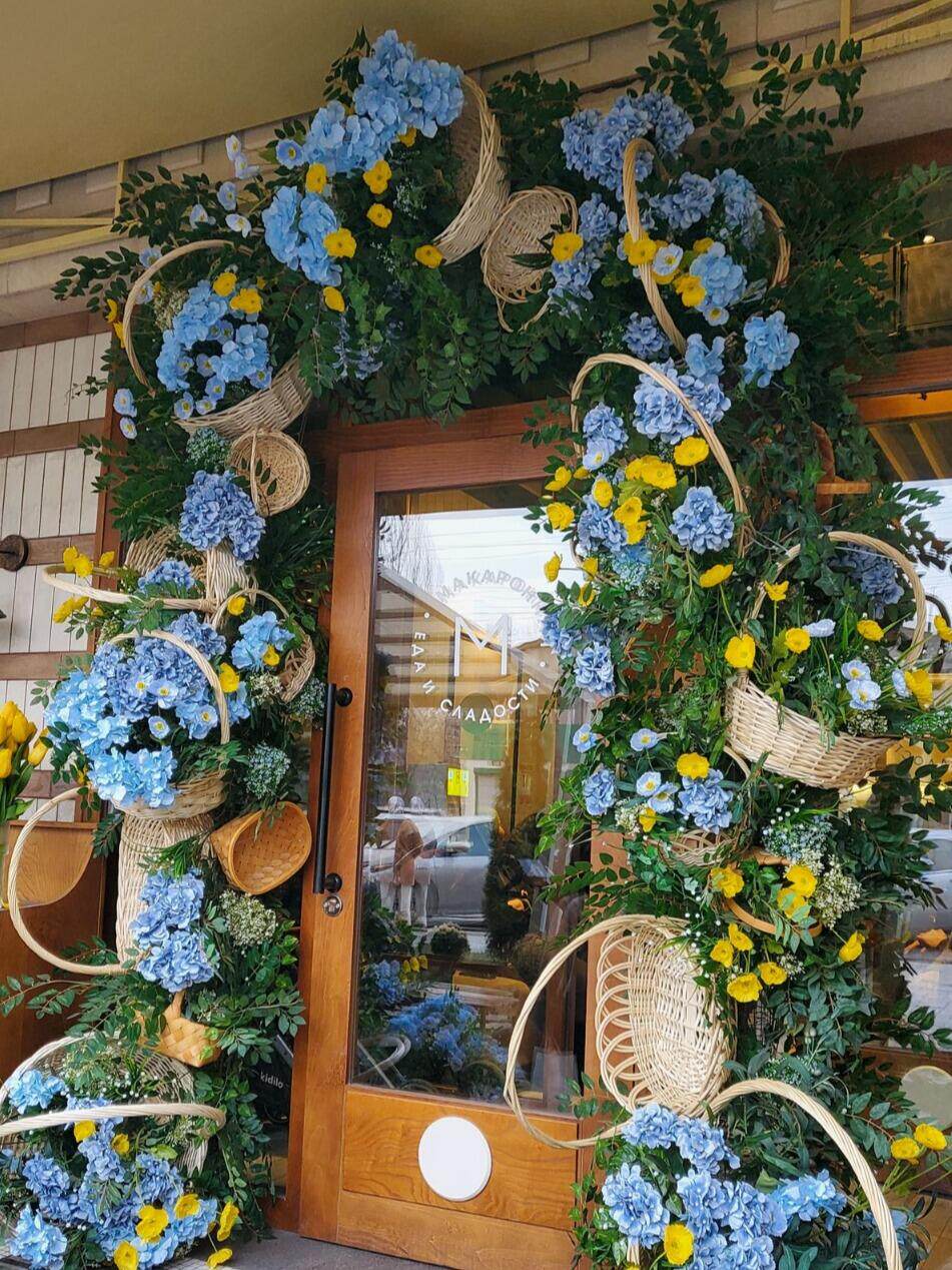 莫奈花园瀑布仿真花门头装饰造景网红打卡布置假花橱窗拱门门店