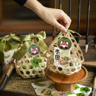 2026手工青团竹篮手提篮烘焙雪媚娘雪花蛋黄酥高档青团礼盒包装盒