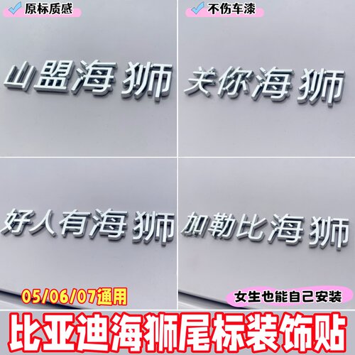 比亚迪海狮0567创意车标贴山盟铁锅炖加勒比3D立体自粘搞笑装饰贴