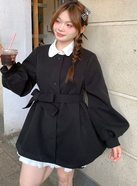 冬季加厚款毛呢外套女2025新款显瘦灯笼袖小个子大衣爆款短外套