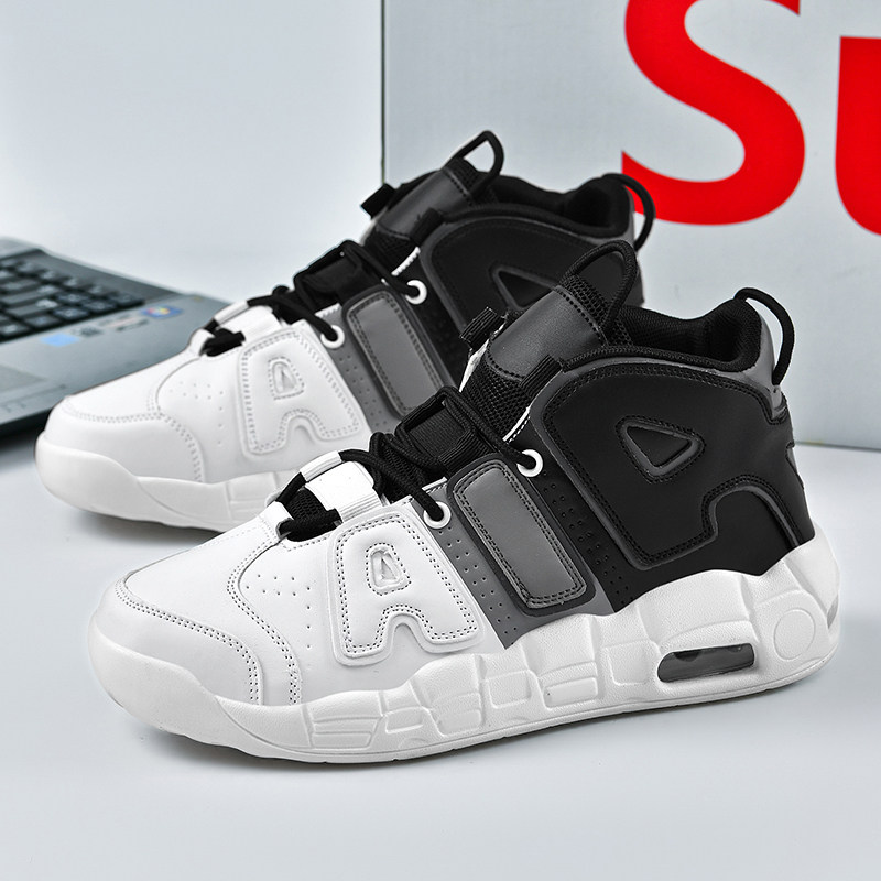 莆田皮蓬气垫鞋运动复古跨境男46大码47黑白中帮熊猫透气厚底球鞋