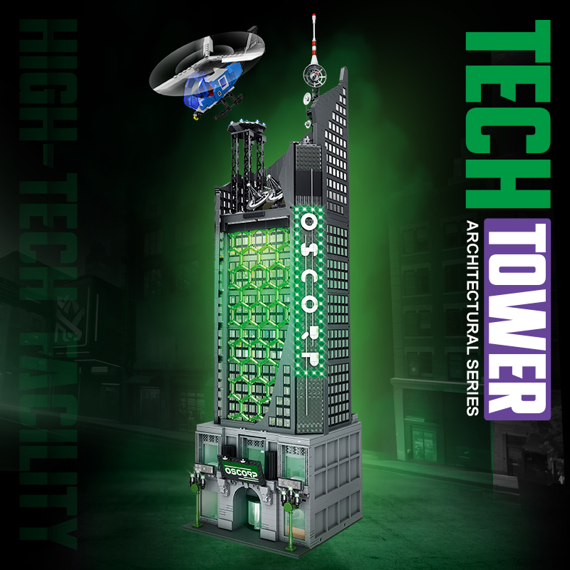 【优质零件】奥斯本大厦成人高难度拼装建筑积木模型玩具灯光摆件