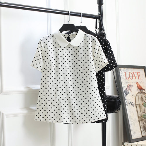 短袖衬衫圆点百搭上衣
