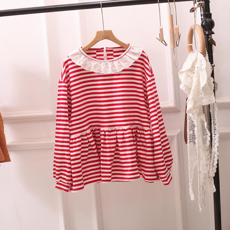 日系文艺百搭条纹长袖T恤