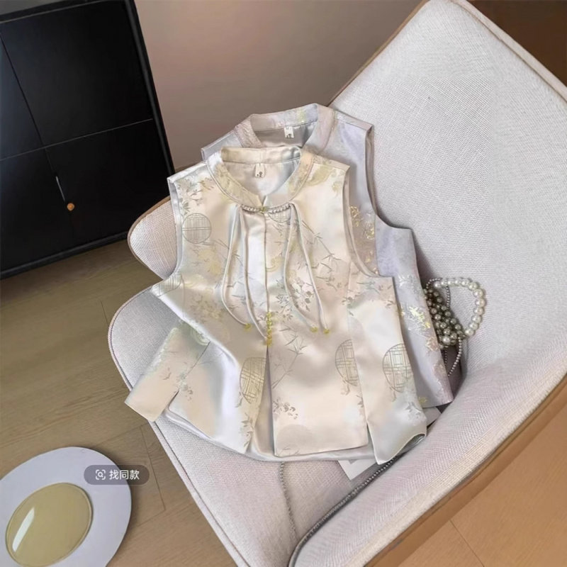 缎面新中式马甲女款春秋高端中国风无袖上衣马夹外穿盘扣背心外套,女装/女士精品,马夹,淘宝优惠券,粉丝福利购,淘宝优惠卷
