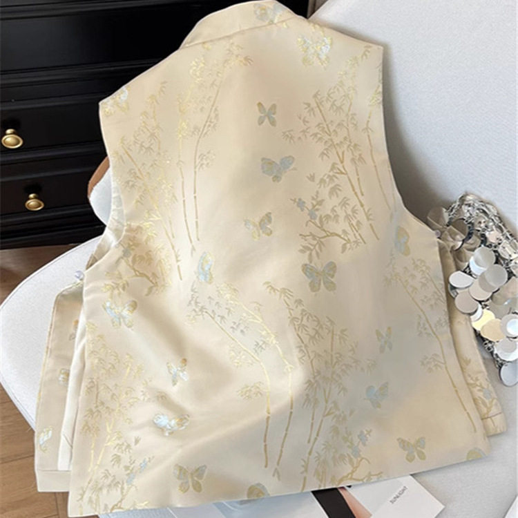 新中式国风重工刺绣立领马甲女新款宽松开叉盘扣无袖坎肩春秋薄款,女装/女士精品,上衣,淘宝优惠券,粉丝福利购,淘宝优惠卷
