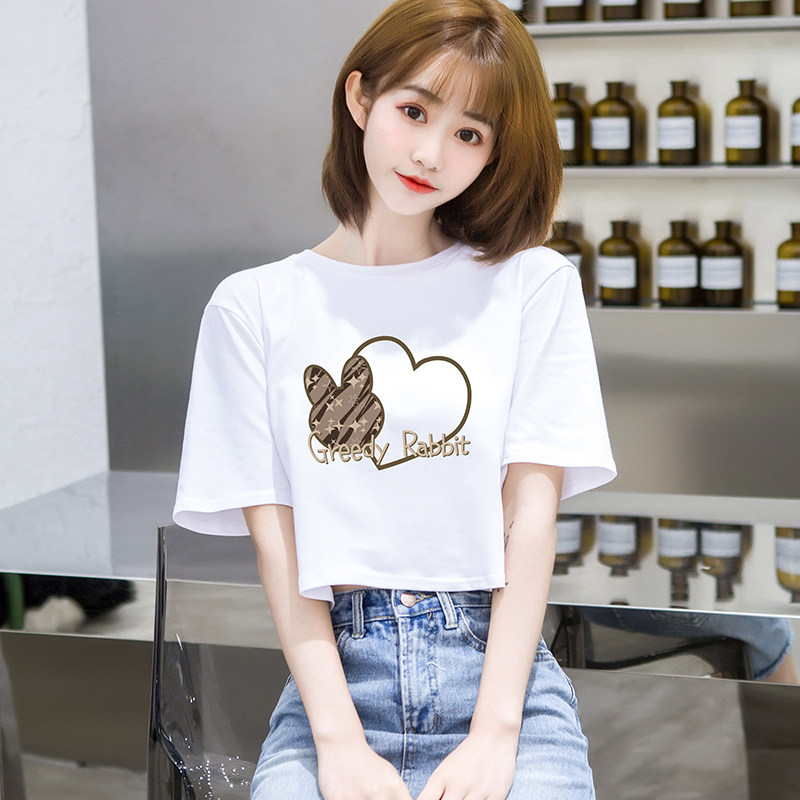 白色短款T恤女短袖小个子显高图片