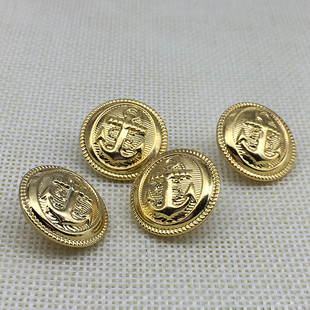 高档铜皮扣子海军风船锚扣男女风衣纽扣牛仔外套毛衣金色圆形钮扣