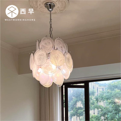 西早新款意大利murano手工玻璃餐厅吊灯法式中古复古客厅卧室灯具