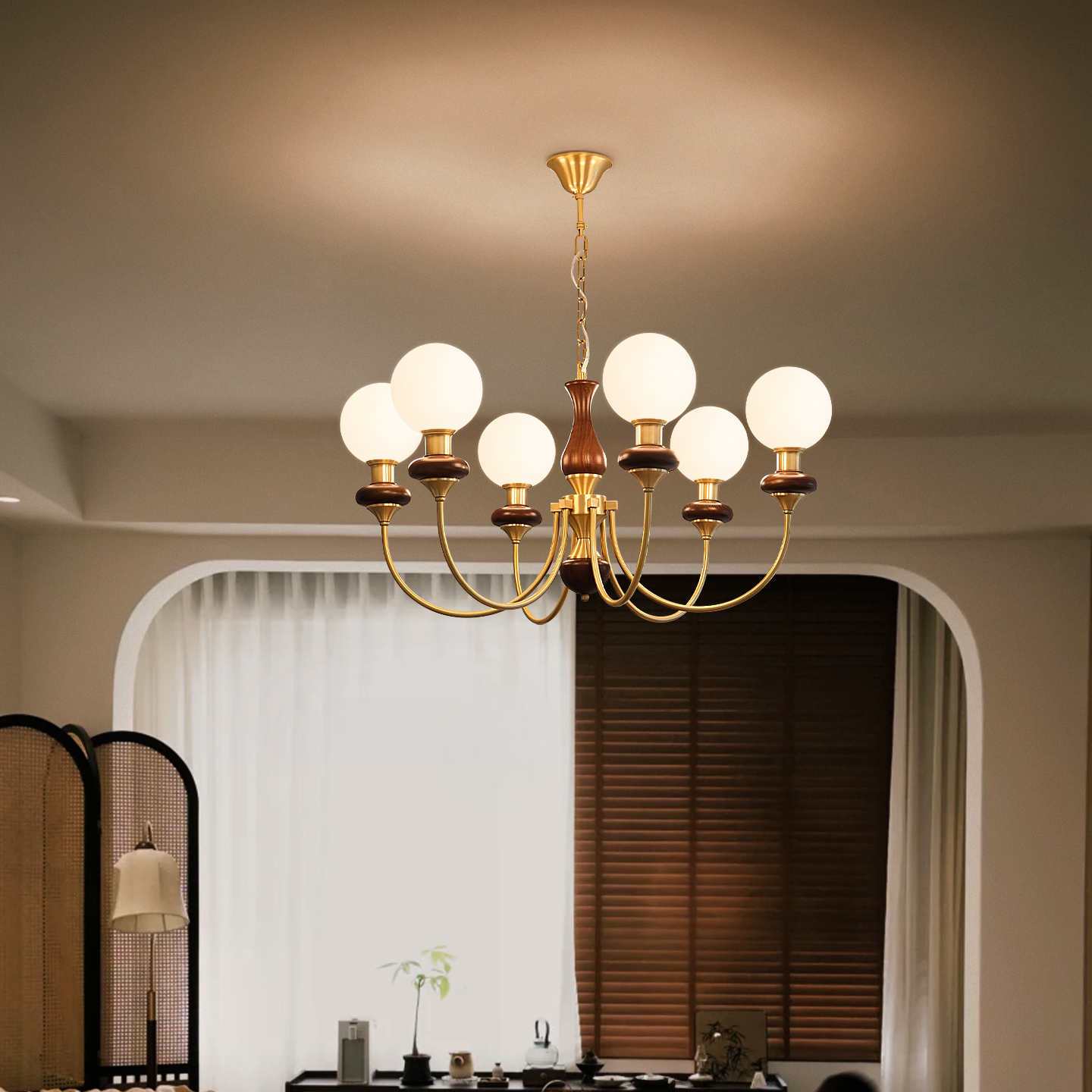 西早法式复古全铜卧室吊灯