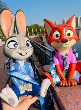 Disney/迪士尼正版疯狂动物城2周边尼克朱迪造型杯水杯玩偶杯子